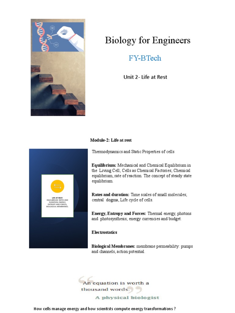 Unit 2 Life at Rest Biology For Engineers | PDF | Science & Mathematics ...