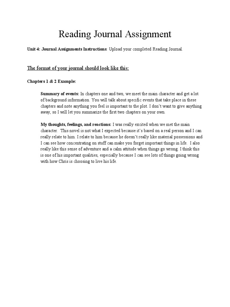Unit 4 - Reading Journal Assignment | PDF | Thought | Communication