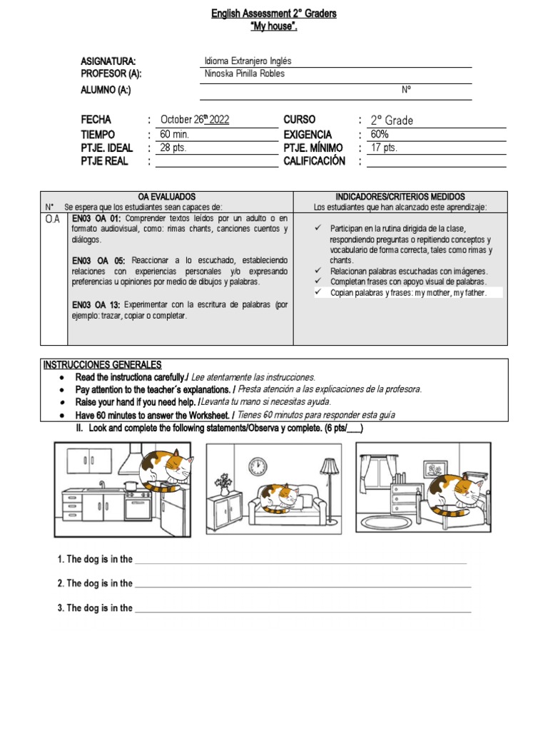 2nd grade English Test | PDF