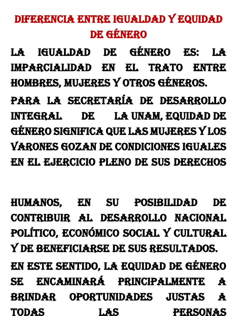 Diferencia Entre Igualdad y Equidad de Género | PDF