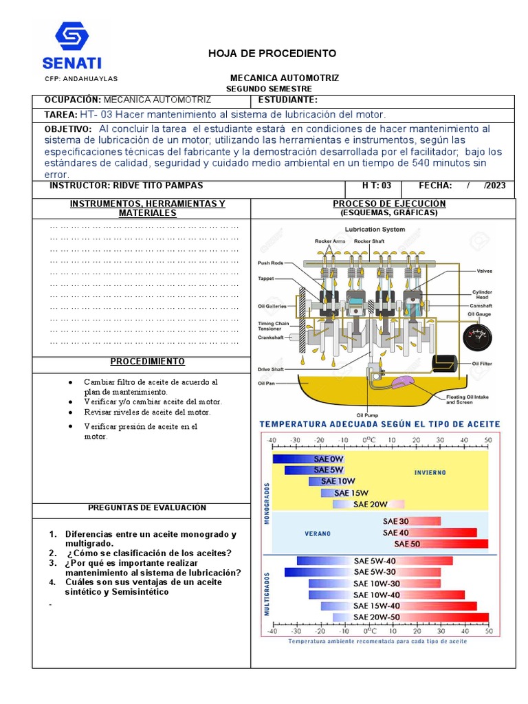 Mantenimiento del Sistema de Lubricación | PDF