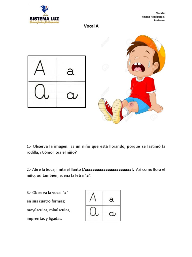 Vocales en sus cuatro formas de escritura | PDF | Artes del Lenguaje y ...