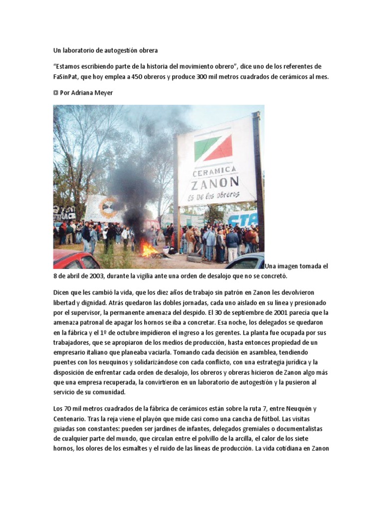 Un Laboratorio de Autogestión Obrera PDF Argentina