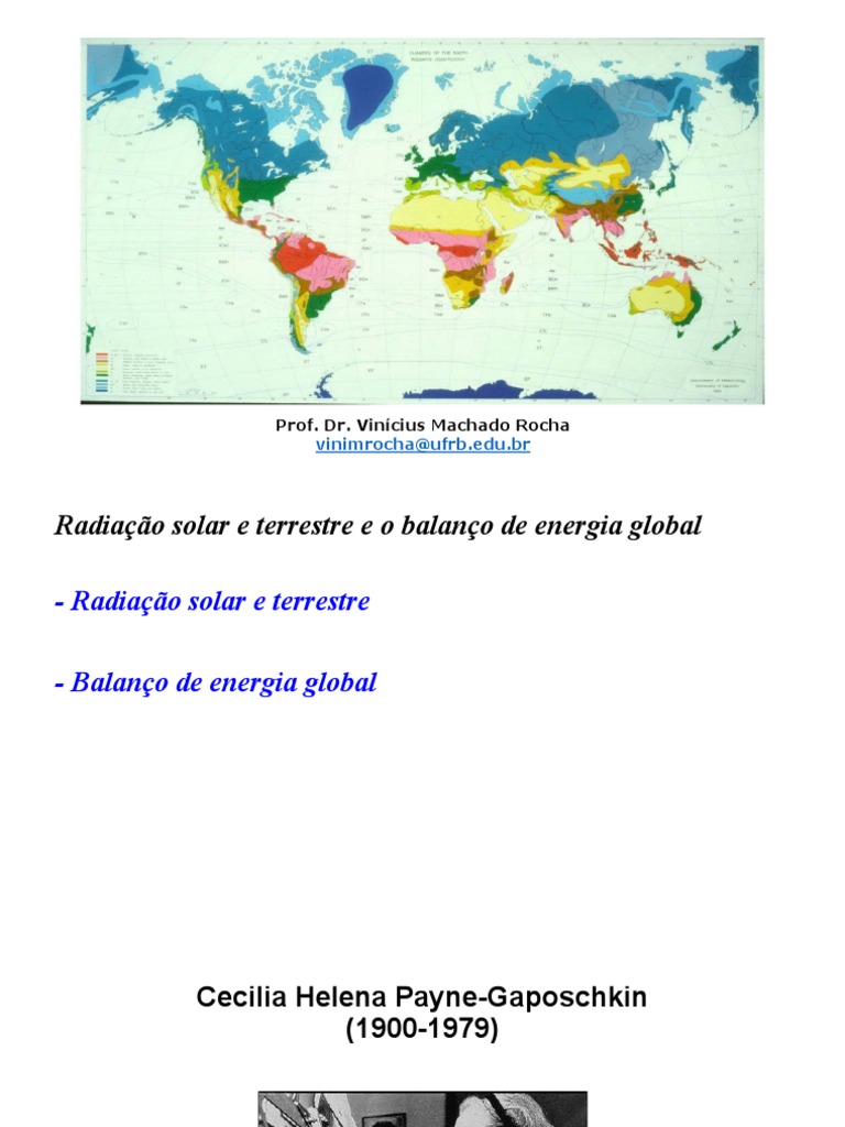 Aula 4 - Radiação Solar e Terrestre e o Balanço de Energia Global | PDF ...