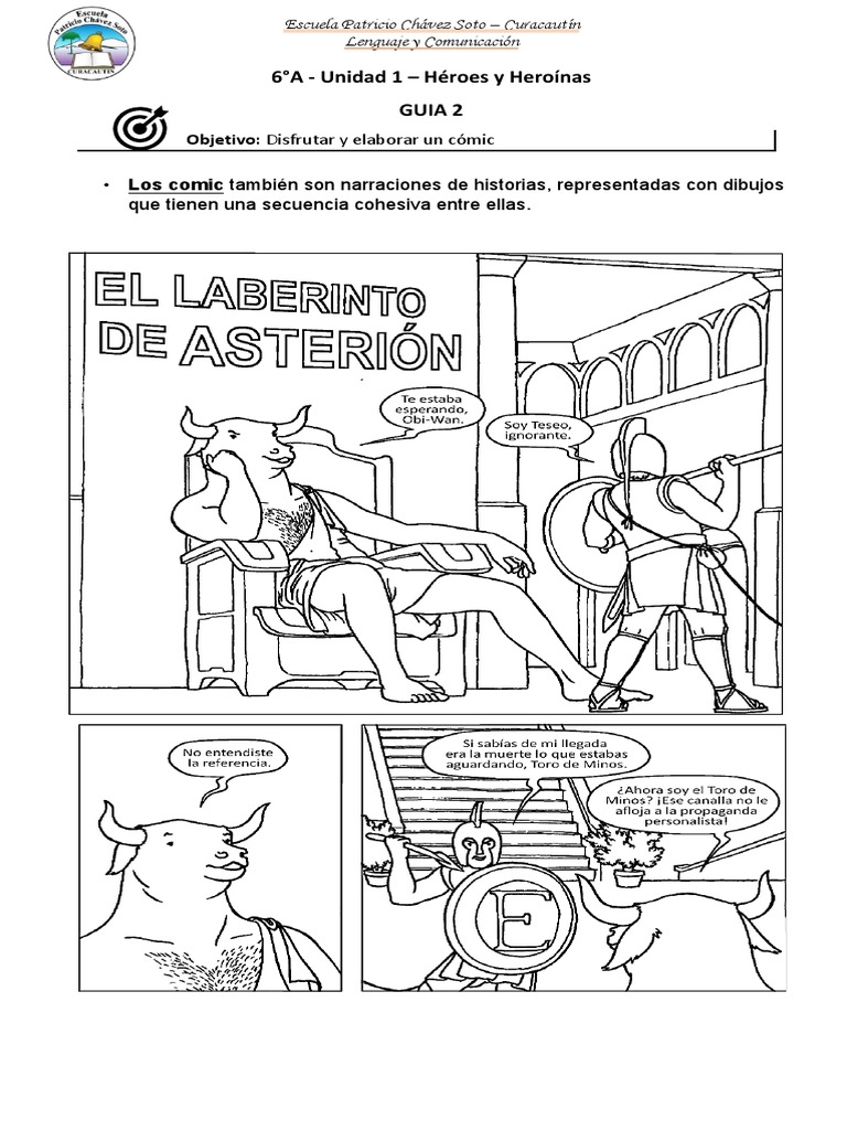 7°A Unidad 1 Guia 2 Comic Minotauro PDF Cómics Minotauro