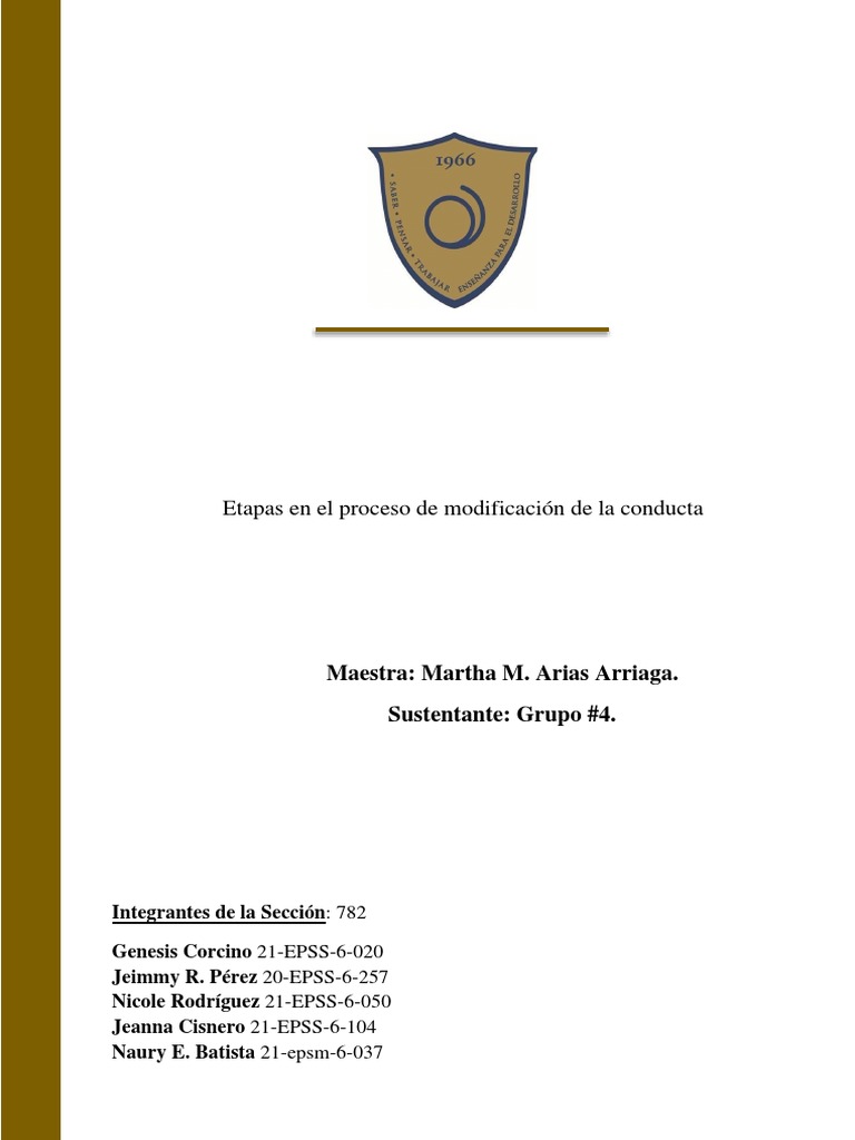 Etapas en El Proceso de Modificación de La Conducta Grupo #4 | PDF ...