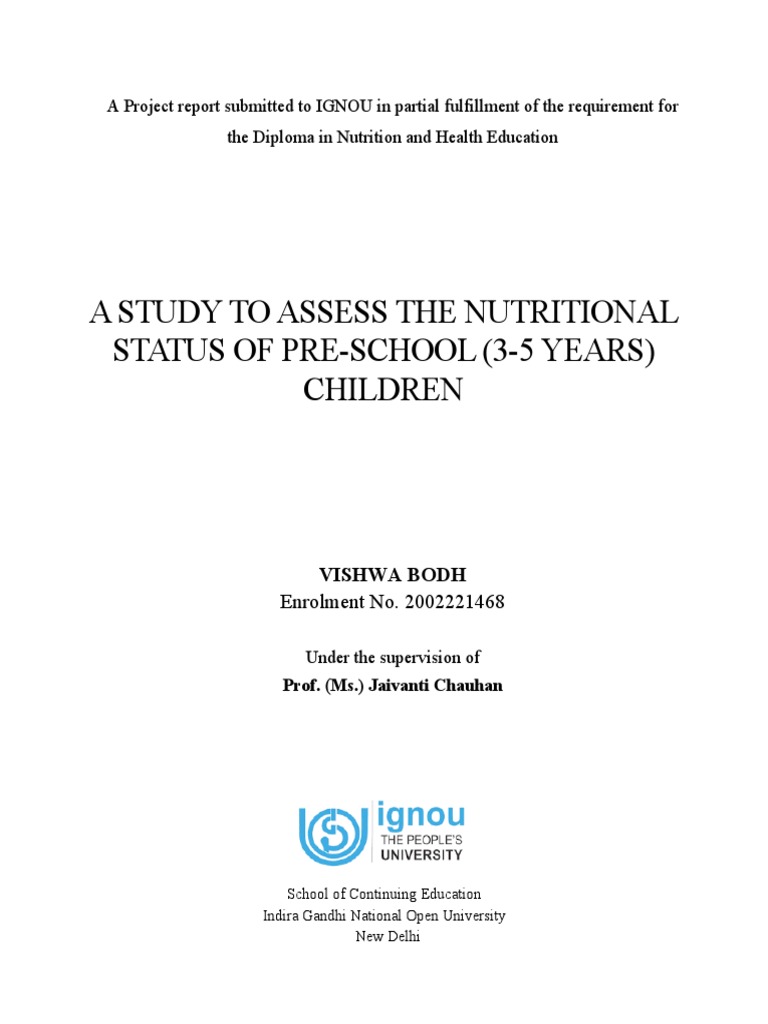Nutritional Status of Pre-School Children | PDF | Malnutrition | Nutrition