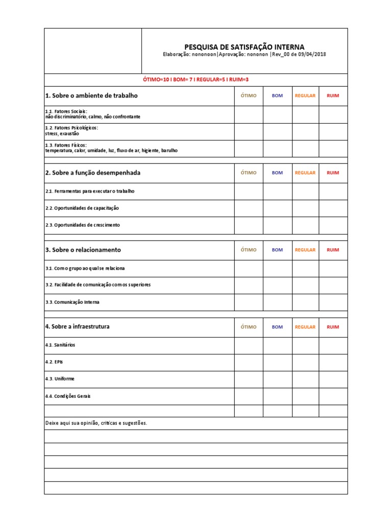 Pesquisa De Satisfação Interna Pdf Química Física Fenômenos