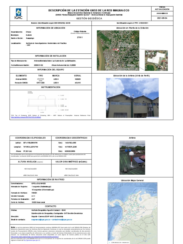 Estación GNSS QUIB: Datos y Ubicación | PDF | Datos geográficos e ...