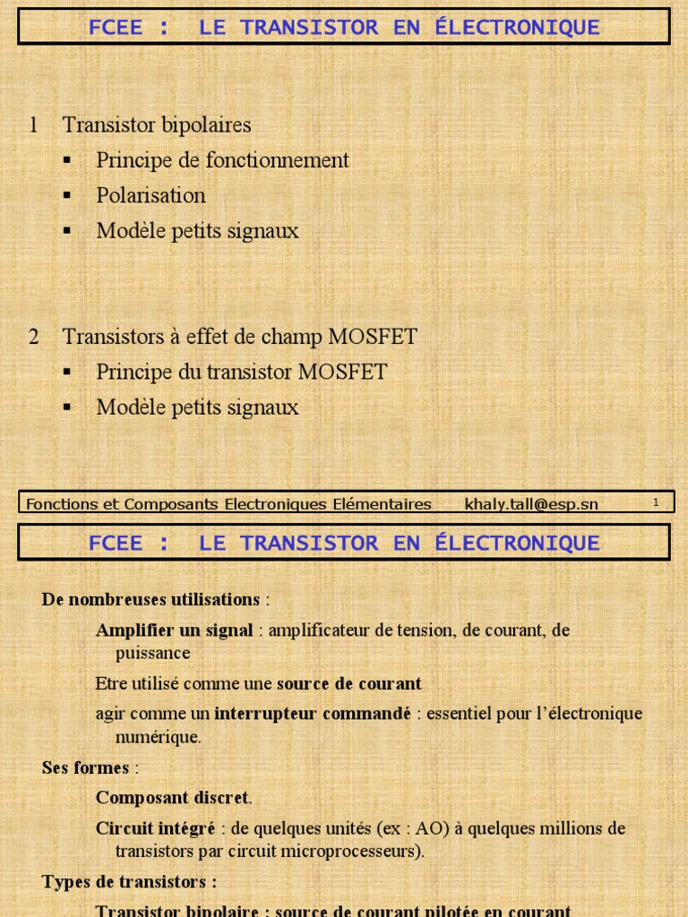 Transistors : Fonctions et Types | PDF | Transistor bipolaire | Transistor