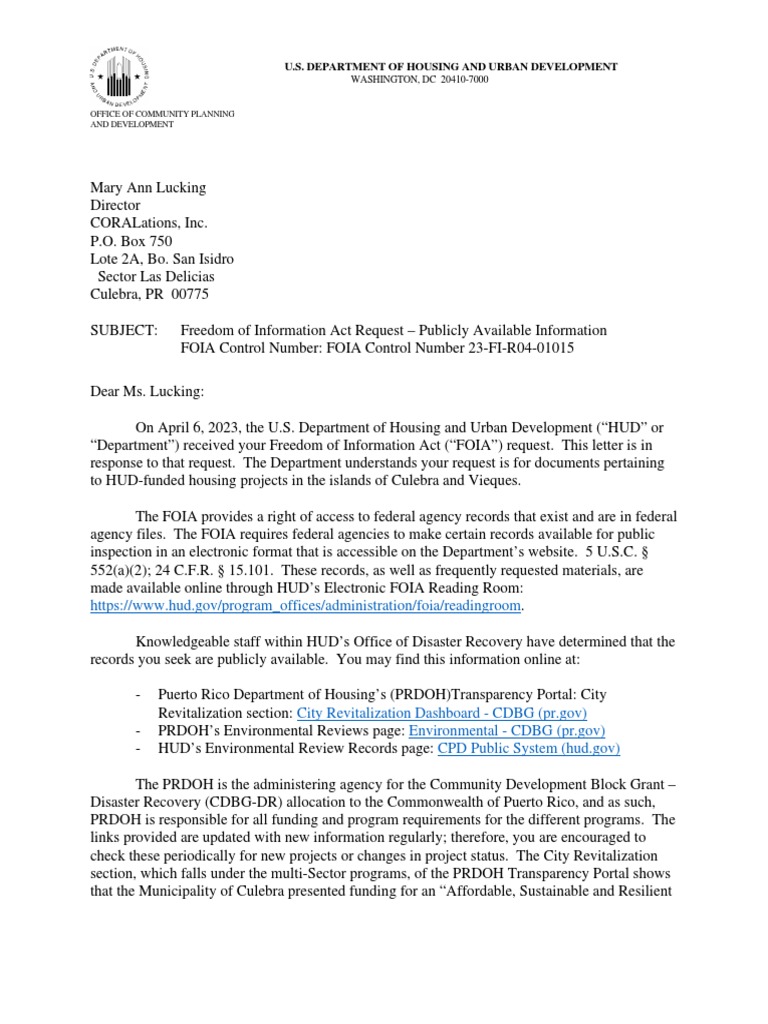 FOIA Response - 25 - May - HUD | PDF | Freedom Of Information Act ...