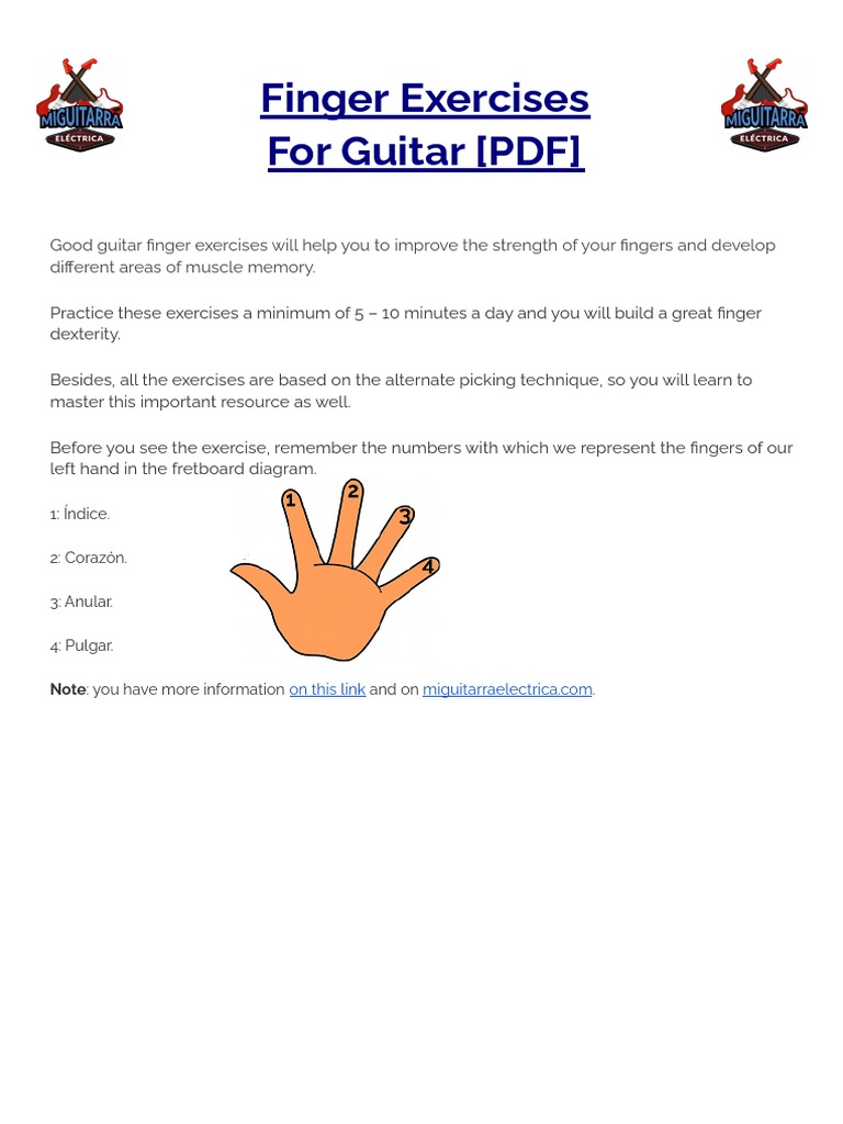 Finger Exercises For Guitar PDF PDF Guitars Celtic Musical