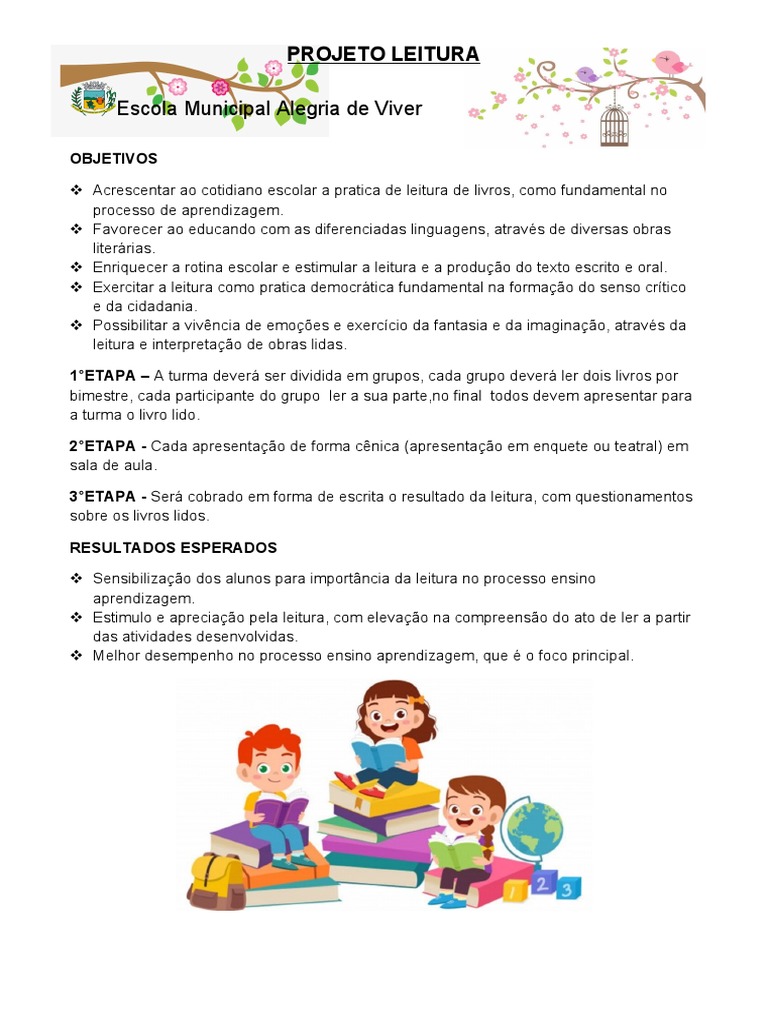 Projeto de Leitura: Objetivos e Etapas | PDF | Carreira e Crescimento ...
