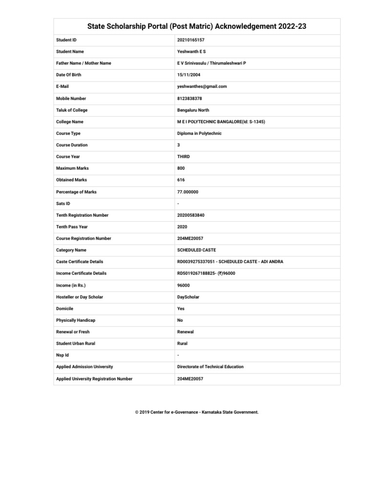 State Scholarship Portal | PDF