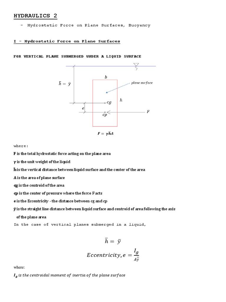 Hydraulics 2 Download Free Pdf Buoyancy Physical Quantities