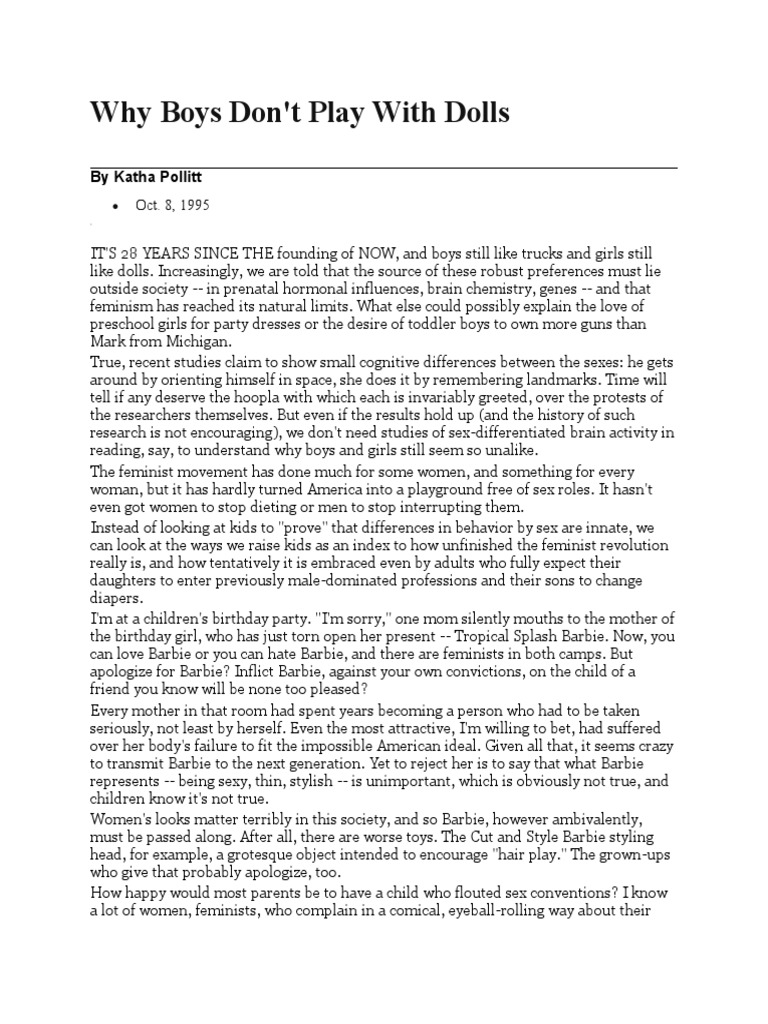 Why Boys Dont Play With Dolls PDF Gender Role Feminism
