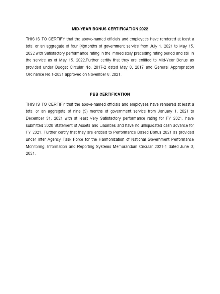 Midyear Bonus Certification PDF