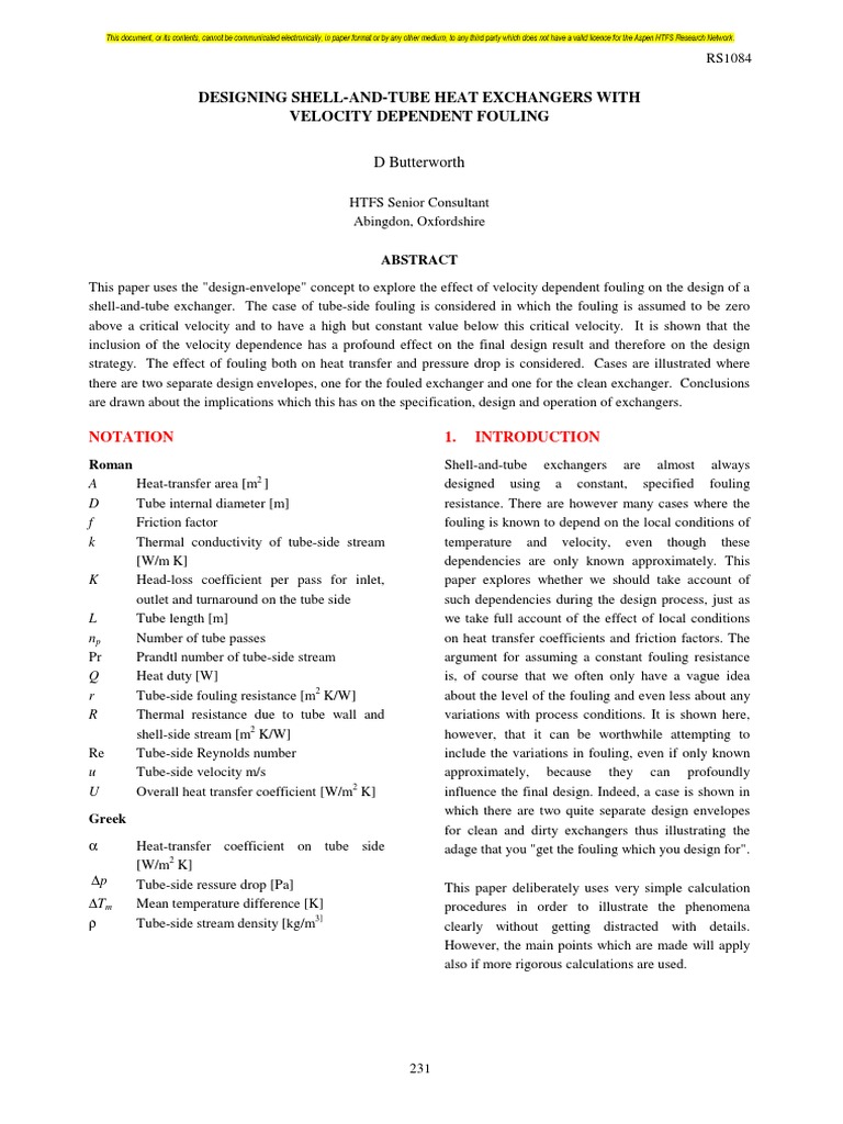 RS1084 - Designing Shell-and-Tube HEat Exchangers With Velocity ...