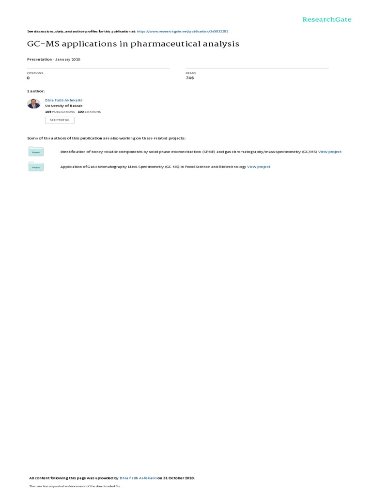 GC MS Applications in Pharmaceutical Analysis PPTX WW PPTX 22222