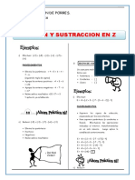 Ejercicios de Adición y Sustracción para Primero de Secundaria