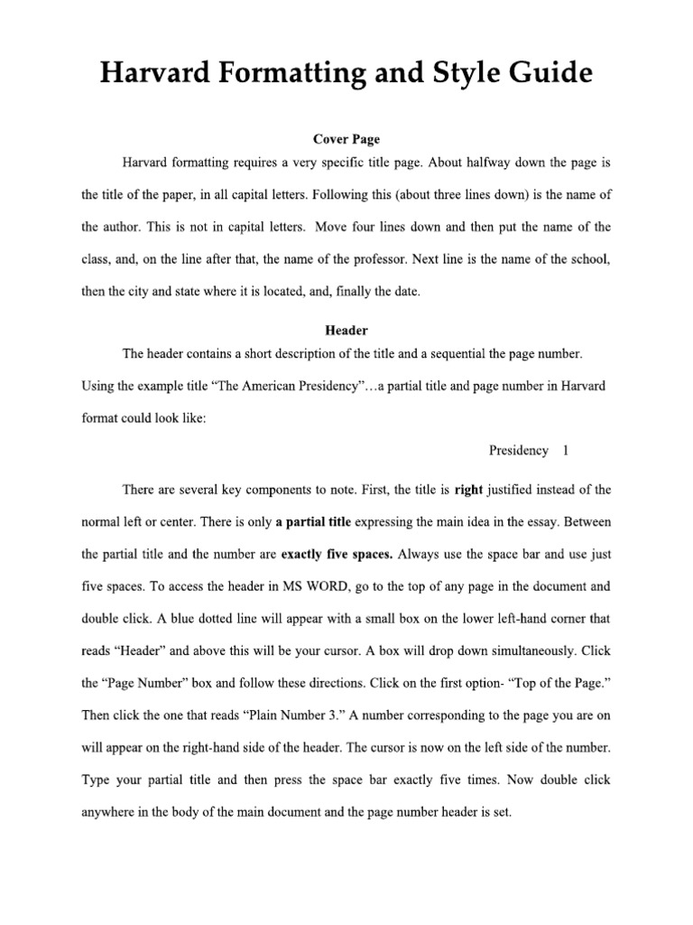 Harvard Paper Sample | PDF