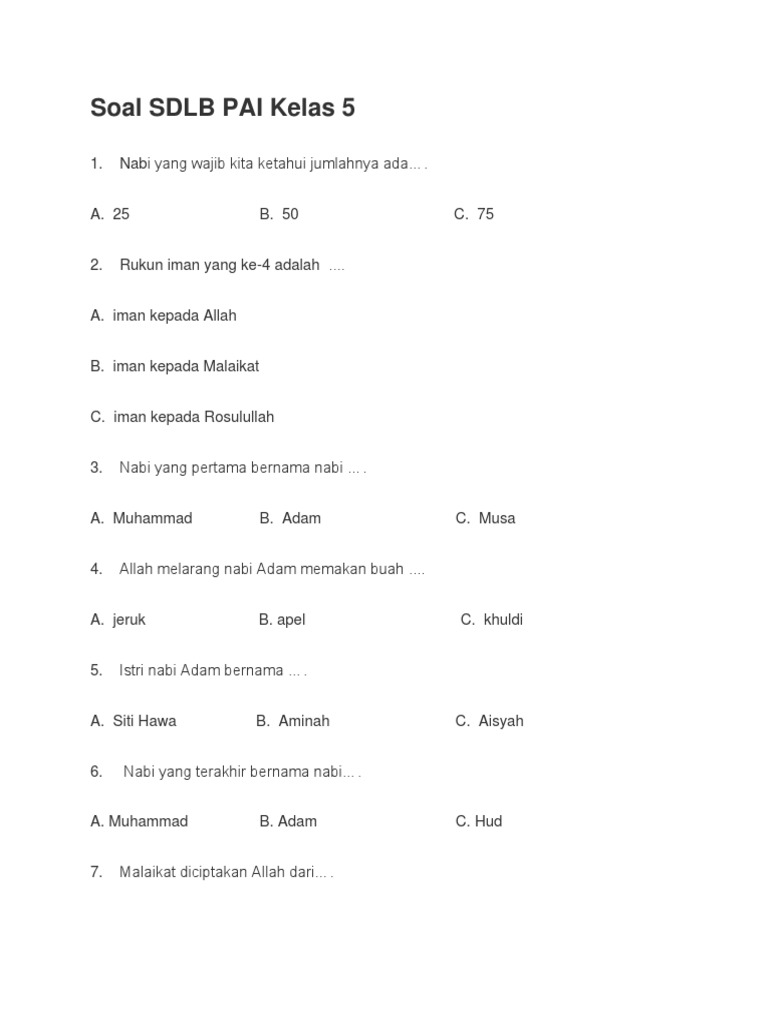 Membuka Potensi Diri: Contoh Soal SDLB Kelas 1 untuk Anak Berkebutuhan Khusus