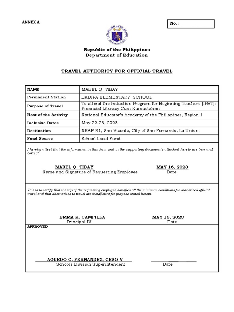 Authority to travel pdf asia philippines