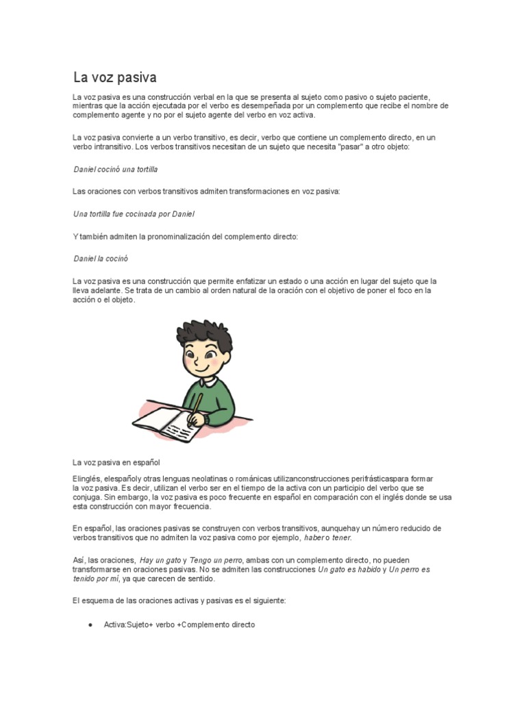 La voz pasiva en español: guía completa | PDF | Verbo | Asunto (gramática)