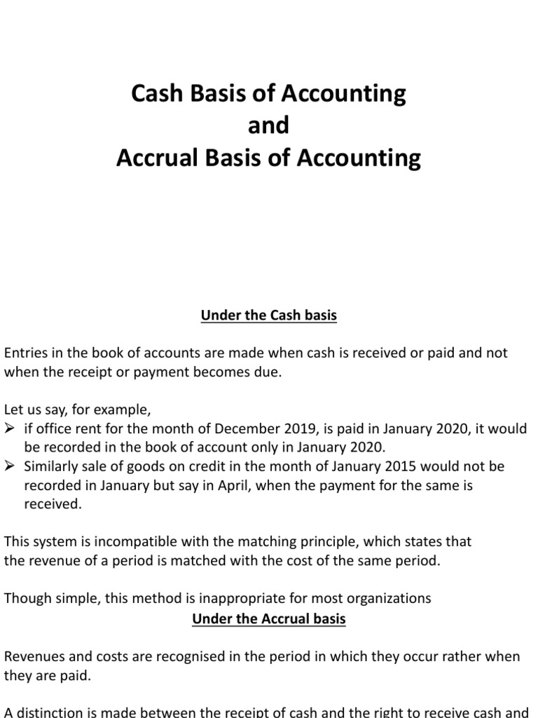 Cash vs. Accrual Accounting Explained | PDF | Basis Of Accounting ...