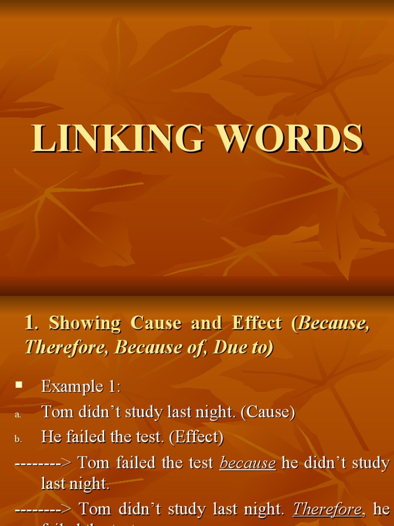 Linking Words: Cause, Effect, Contrast | PDF | Cognitive Science ...