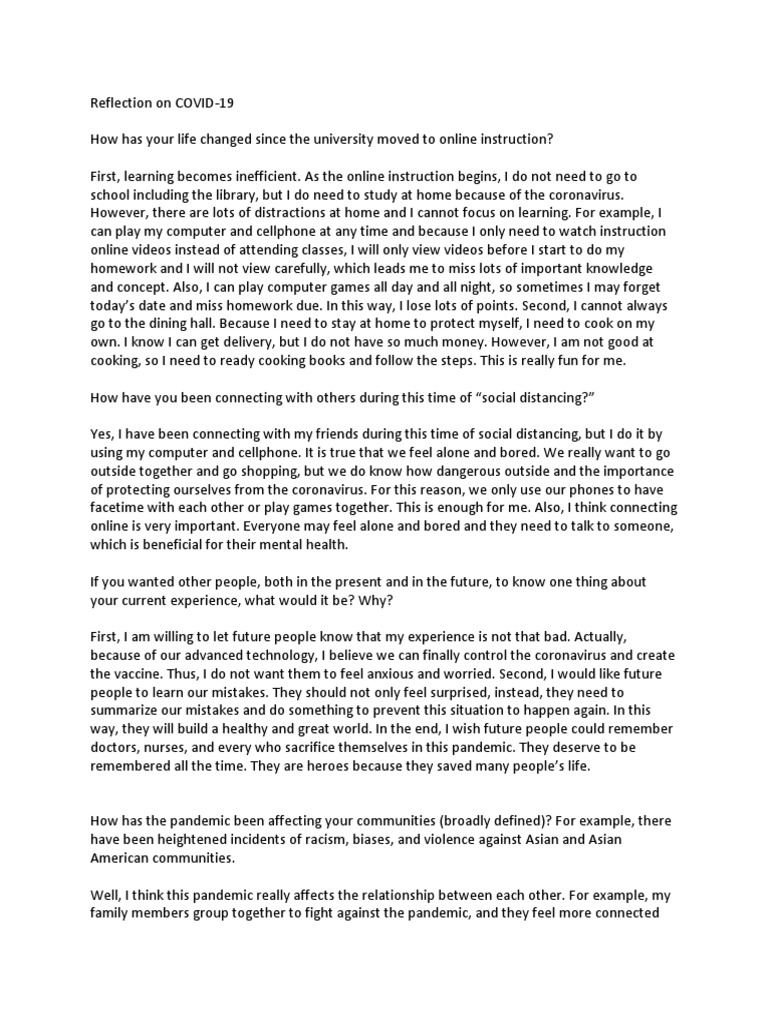 Reflection On COVID 19 | PDF
