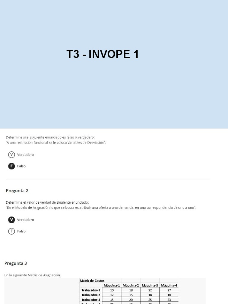 Invope 1 - Cuestionario y t3 | PDF