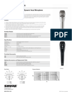 Product Specifications: KSM8 Dualdyne Handheld Dynamic Vocal Microphone