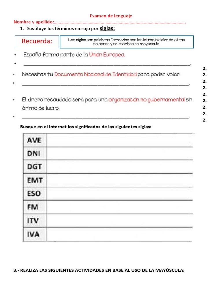 Examen de lenguaje pdf