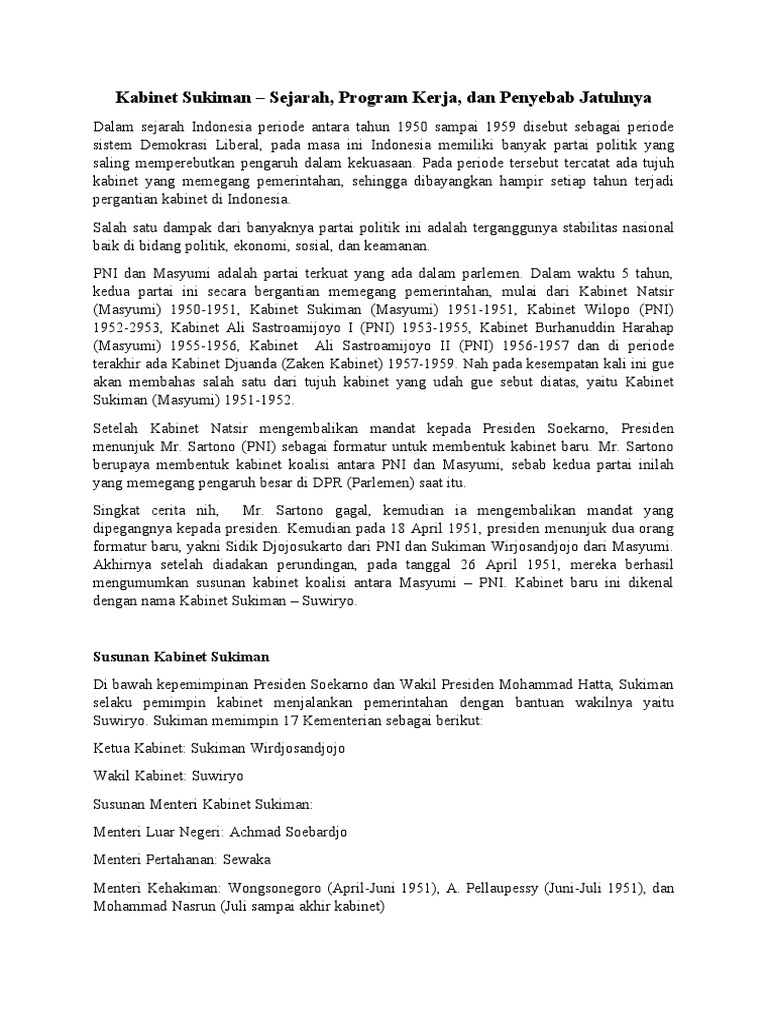 Kabinet Sukiman | PDF | Politik
