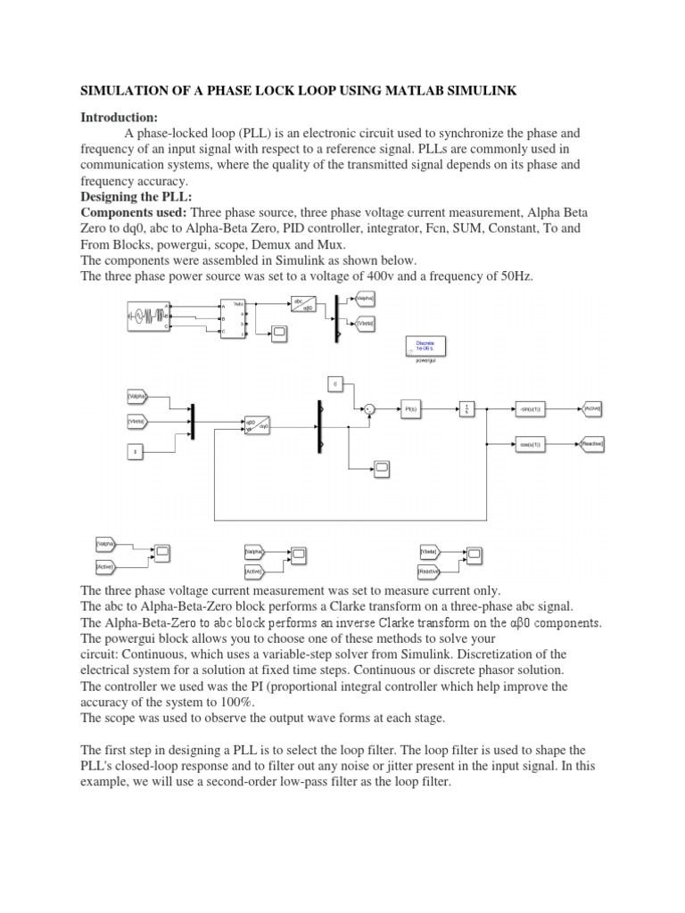 Simulation of a Phase Lock Loop Using MATLAB Simulink | PDF | Computer ...