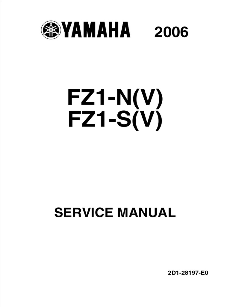 FZ1-N (V) FZ1-S (V) : Service Manual | PDF | Internal Combustion Engine ...