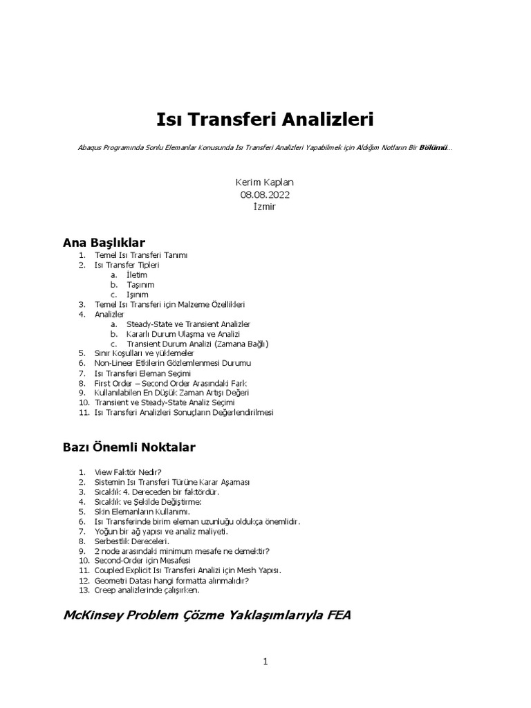 Isı Transferi Analizleri | PDF