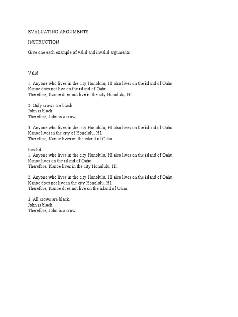 Valid & Invalid Arguments | PDF