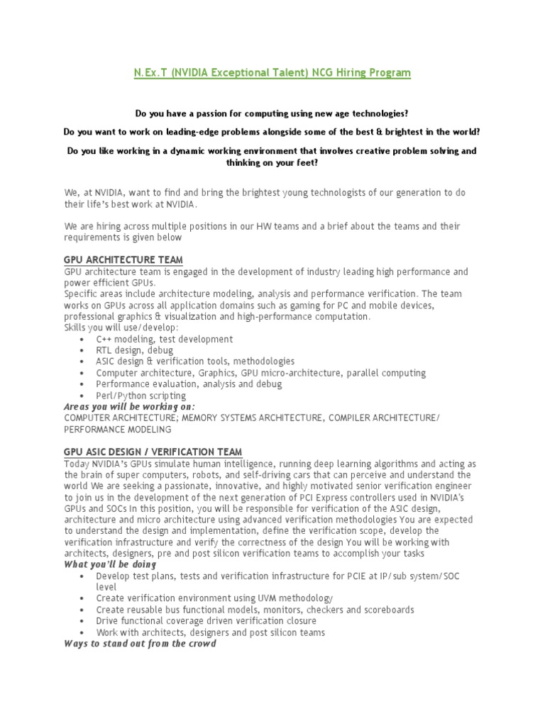 NVIDIA NCG Hiring Program Overview | PDF | System On A Chip | Graphics ...