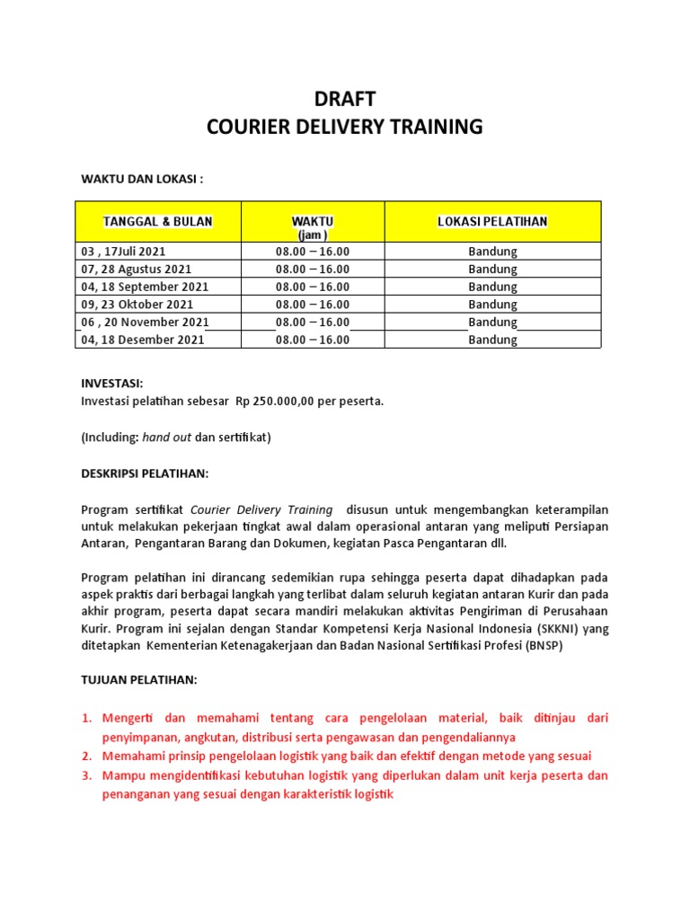 COURIER DELIVERY Training 31052021 | PDF | Seni