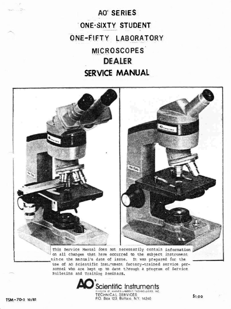 AO One-Fifty, One-Sixty Microscope - Service Manual | PDF
