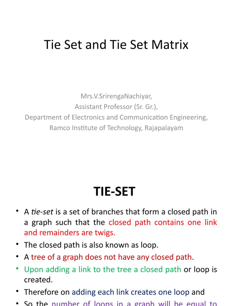 Understanding Tie Set Matrices in Graphs | PDF