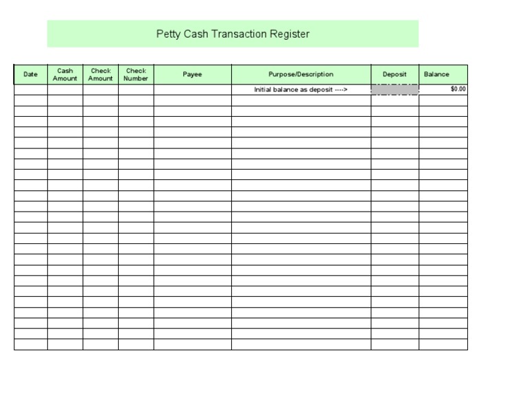 Pro Petty Cash Register PDF