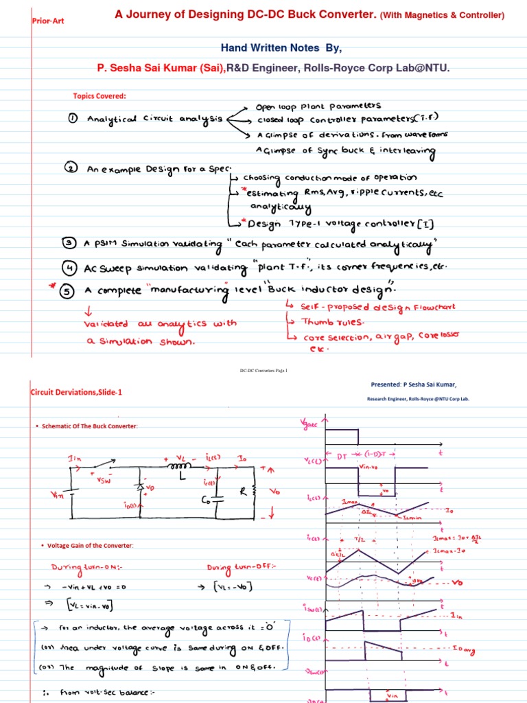 Design Hand Notes Buck Converter (Controller & PDF