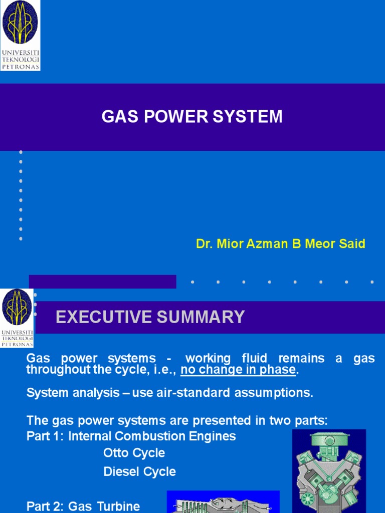 Gas Power Cycle Part 1 PDF Internal Combustion Engine Continuum