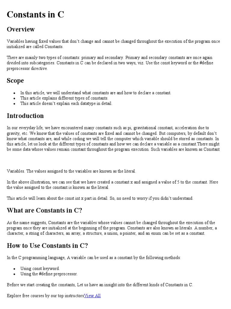Constants | PDF