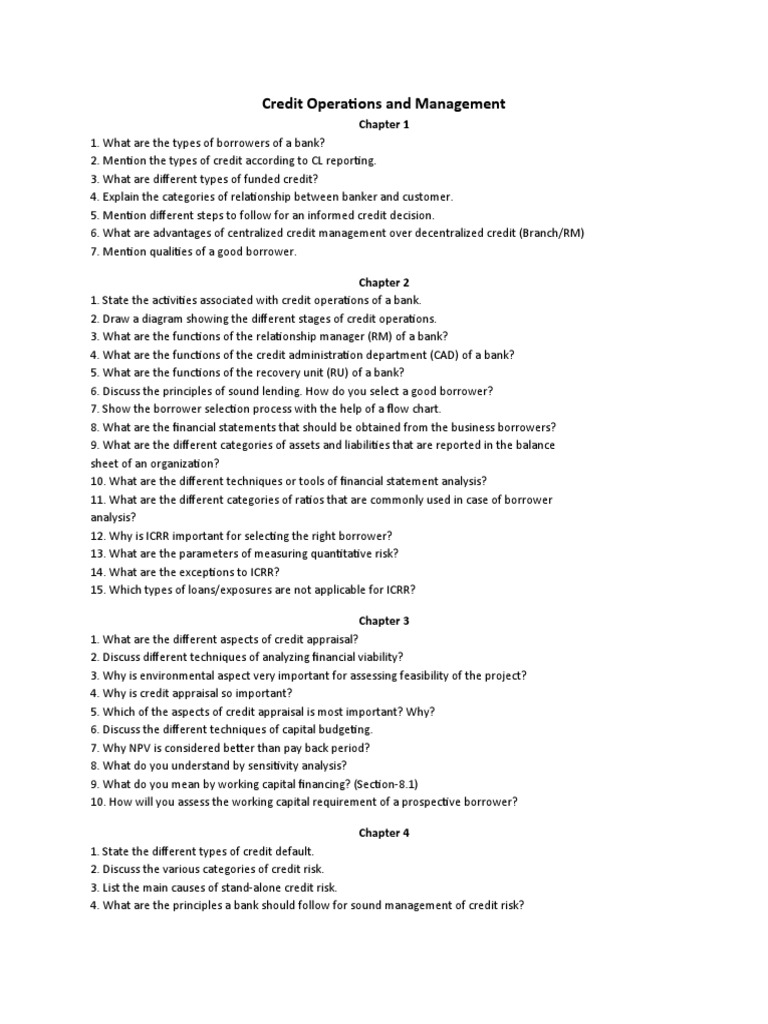 Credit Operations and Management Overview | PDF | Finance & Money ...