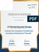 DR Thimmaiah Bayavanda Chinnappa - Webinar Certificate