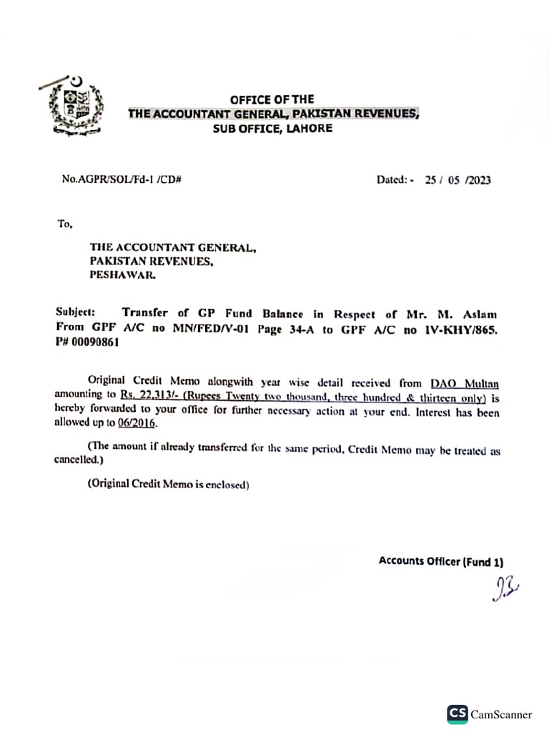 Gp fund transfer letter pdf